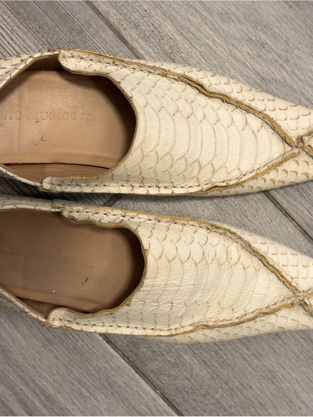 Acne Studios White Textured Leather Loafers - Women